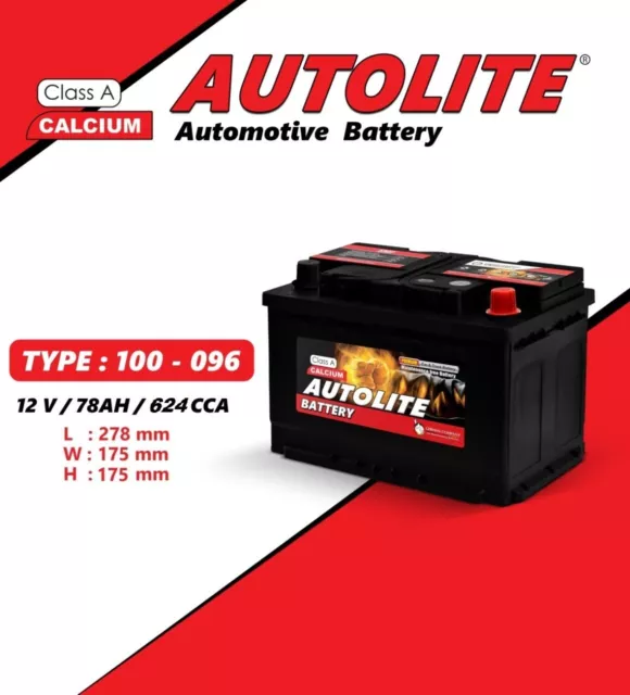 DIESEL CAR BATTERY 096 100 12V 78Ah 624CCA HEAVY DUTY