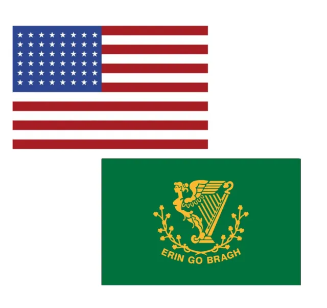 3'x5' Polyester USA & Erin Go Flag Set; One Flag for Each Country
