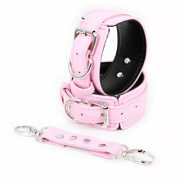 Hog-tie BDSM Bondage PU Leather Handcuffs Ankle Neck Collar Waist Thigh Cuffs