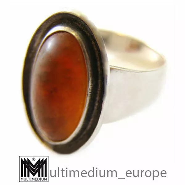 N.E Nils Erik FROM Denmark Silber Ring Bernstein amber silver ring Modernist