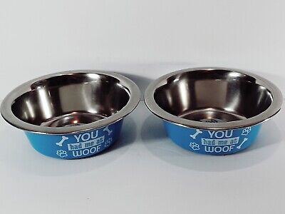 2-PACK Medium Large Dog Bowl NON-SKID Stainless Steel  26.37oz Food Water Dish