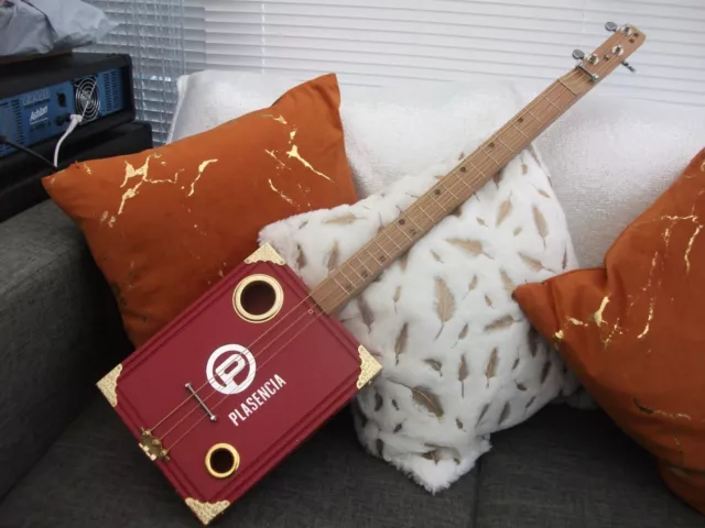 3 String Homemade Fretted Acoustic/Electric Cigar Box Guitar