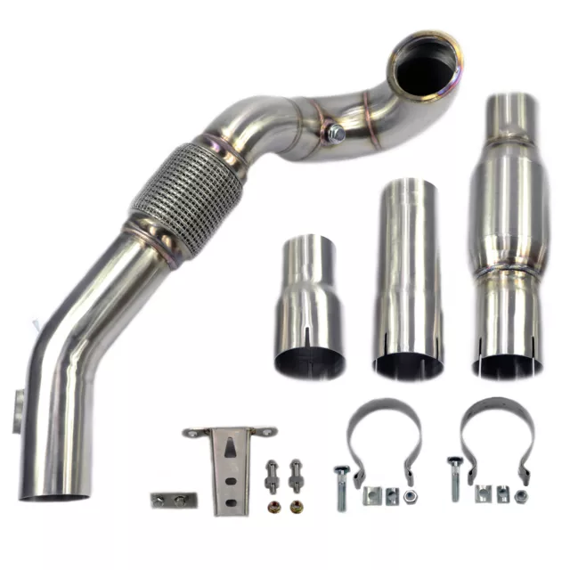 Edelstahl Downpipe 3" mit 200 Zellen Kat für Audi Seat Skoda 5E VW Golf