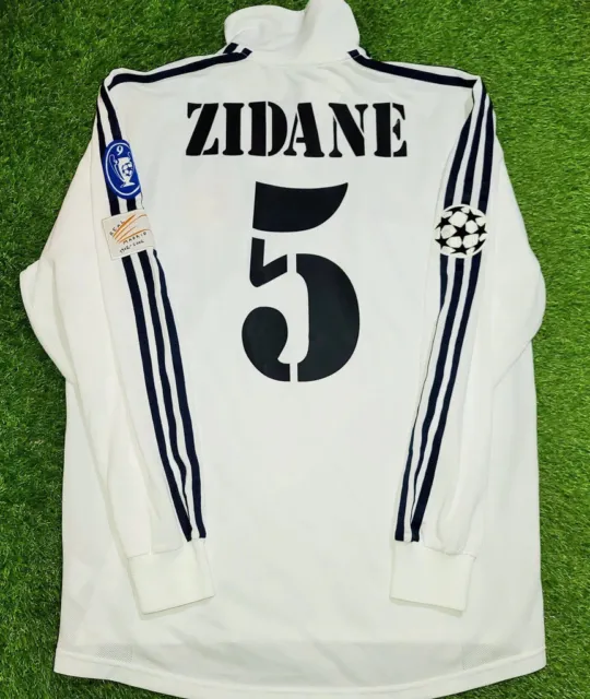 Camiseta deportiva de manga larga de Zidane #5 del Real Madrid 2002-2003 retro clásica UCL M