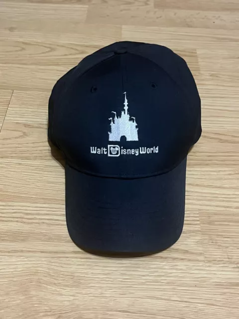 Walt Disney World Parks Logo Castle Nike Dri-Fit Hat Golf Baseball Black NWOT
