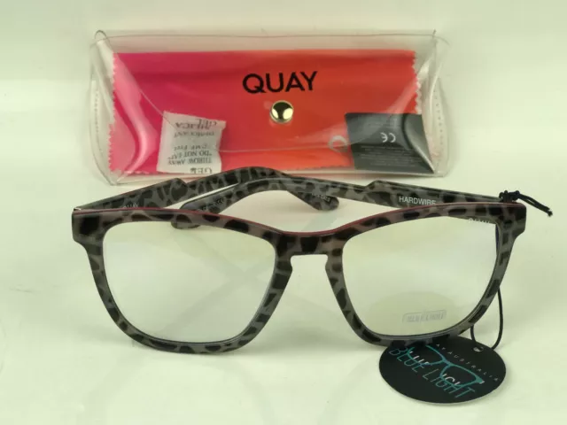 NWT Quay Hardwire 126 Square Brown Tortoise Blue Light Eyeglasses With Case