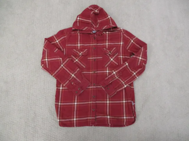 Carhartt Shirt Womens Small Flannel Hooded Plaid Red Button Up Long Sleeve