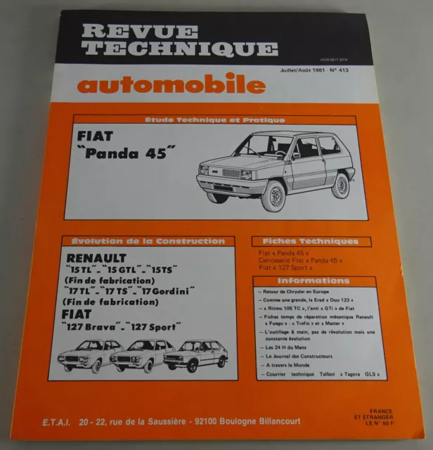 Reparaturanleitung Revue Technique Fiat Panda / Renault R15 & R17 Stand 07/1981