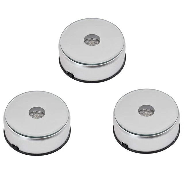 3X Bildschirm Drehteller für Kristall Glas Kunst, LED Farbiger Drehbarer F1H7
