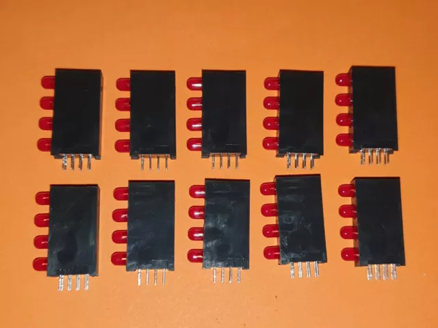 10x LED indicator 4x 3mm 90° Red Kingbright L-7104SB-4LID