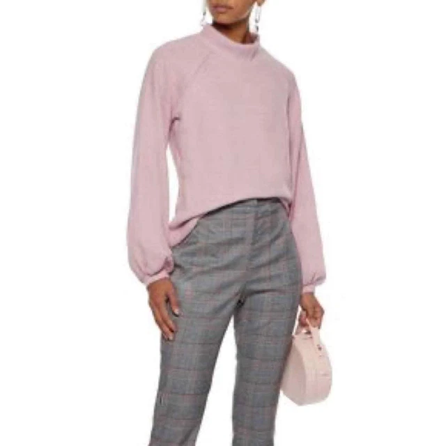 Walter Baker Pink Mock Neck Balloon Sleeve Sweater Kasha Top Size S