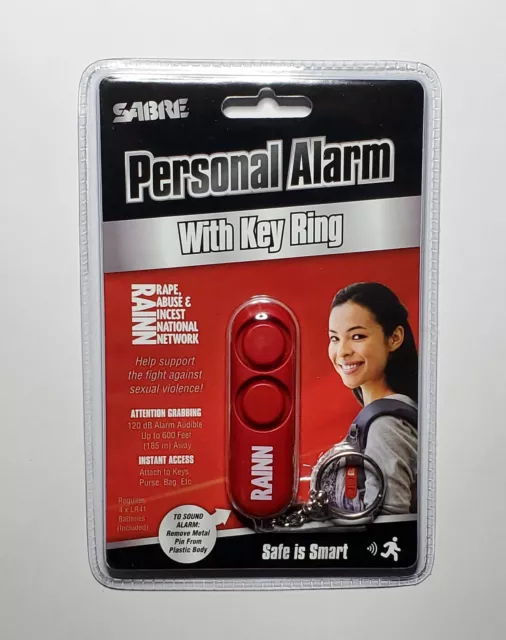 Sabre Rainn Personal Alarm with Key Ring for personal security  CASE OF 6 packs