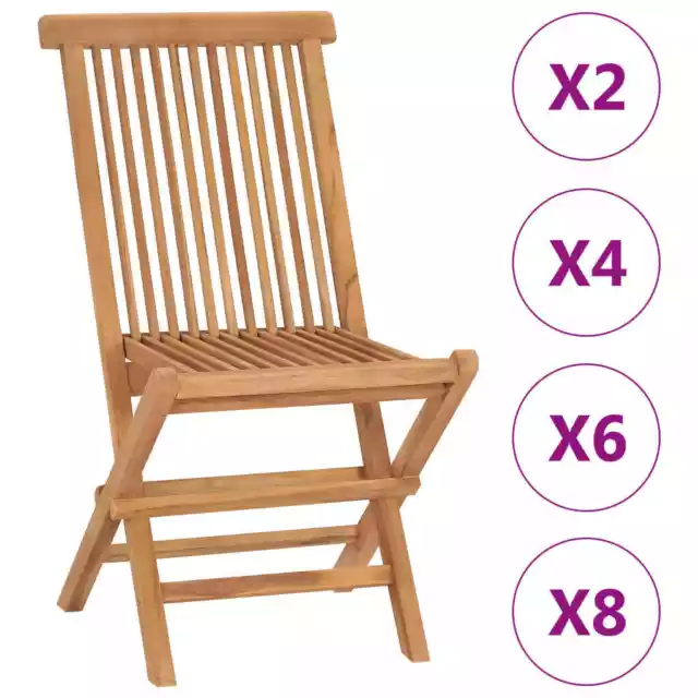 1/2/4/6/8x Chaises pliables d'extérieur de jardin Bois de teck solide