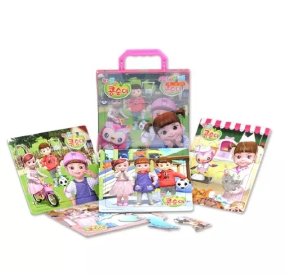 KONGSUNI Mini Jigsaw Puzzle 4 Sets Bag Korean Kids Edu TV Program Toy Gift 6