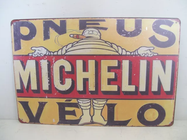 Vintage Design Pneus Velo Michelin Man Bibendum Tin Sign Garage Mancave Gift