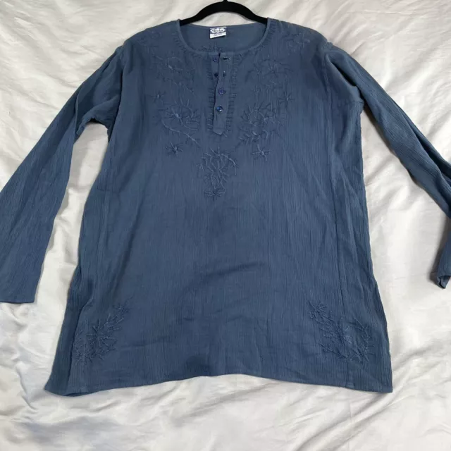 Geeta Kurta Tunic Shirt Navy Blue Womens Free Size