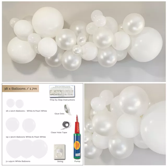 Balloon Garland DIY Kit 1.7m -  White Cloud Birthday Wedding Party