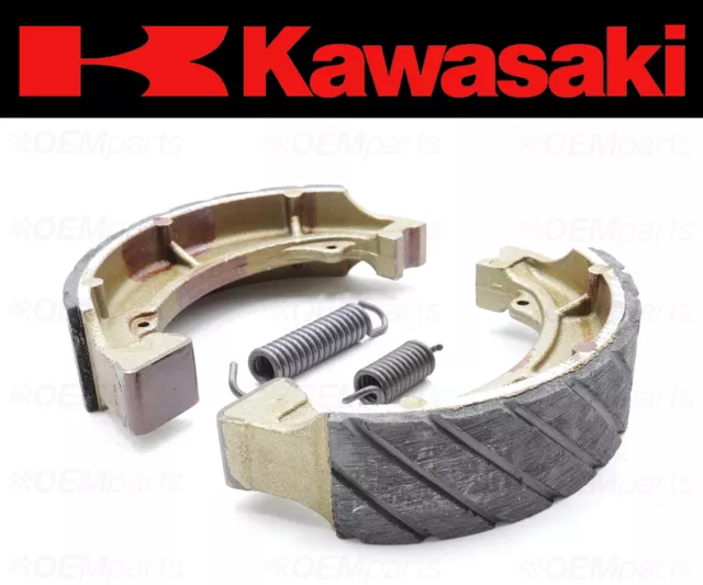 Set of (2) Kawasaki Water Grooved FRONT Brake Shoes and Springs #41048-015