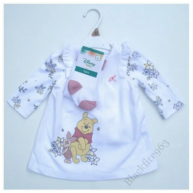 Collant top abito per bambine Winnie the Pooh Pinafore personaggio NUOVO