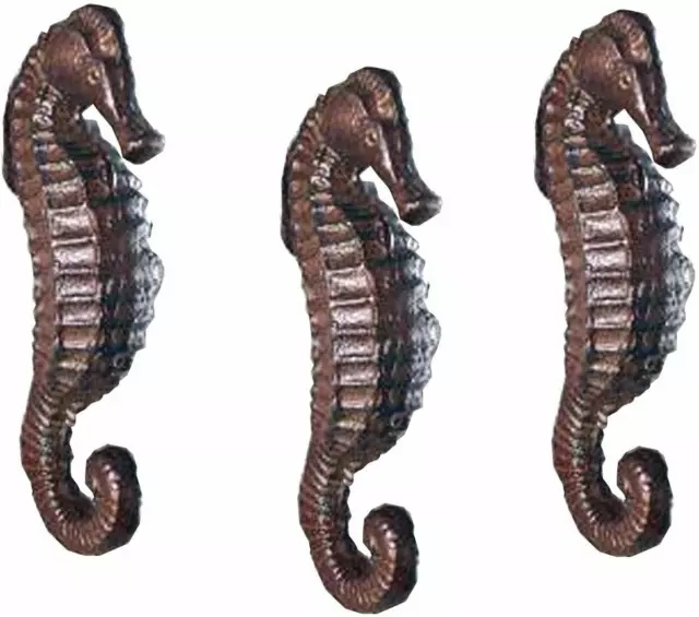 Seahorse Towel Wall Hooks 3-Piece Set Beach Bathroom Accessories