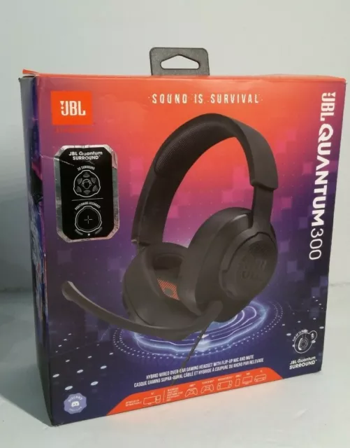 Auriculares y motor cuántico con cable para juegos JBL Quantum 300, negros