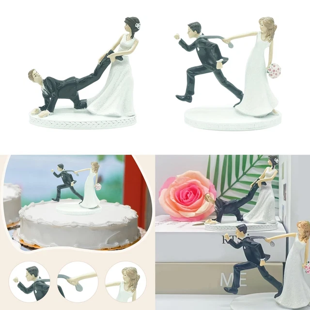 Figurine Décoration Gâteau De Mariage - Marié Et Mariée S'Embrassant, Plastique Peint à La Main - Pour Gâteau, Cadeau - 5
