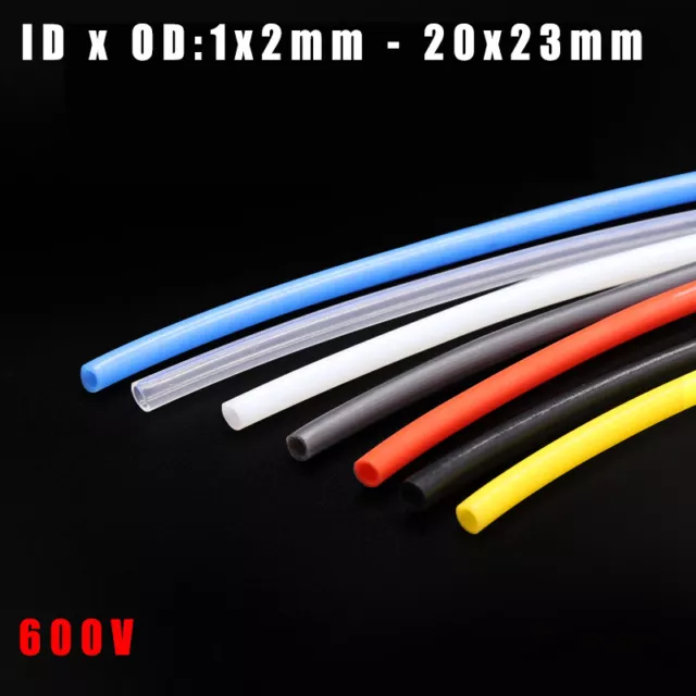 F46 PTFE Tube Tubing Hose Pipe ID 1mm - 20mm Metric Heat Resistant 9 Colors