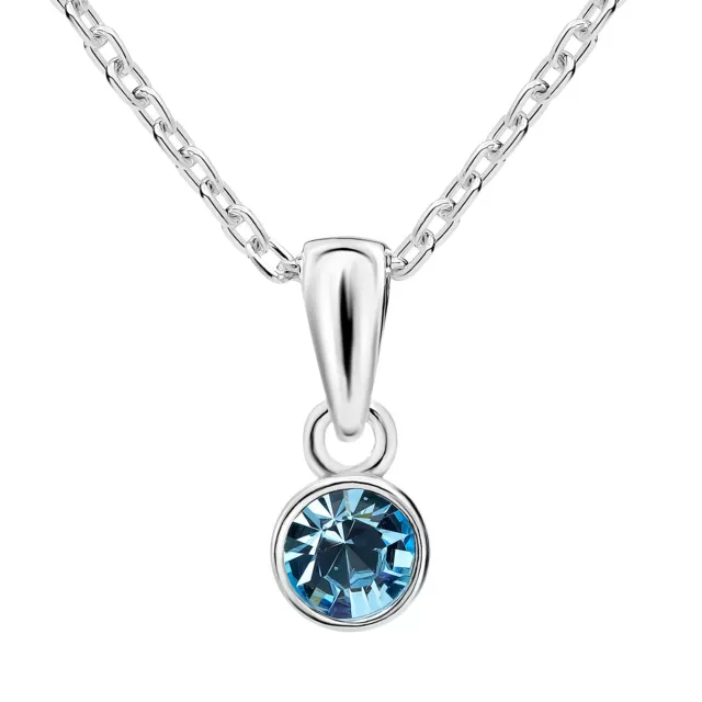 925 Sterling Silver March Birthstone Necklace with Aquamarine Birthstone Pendant