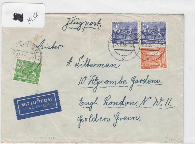 German Postal History Stamps Cover 1956 Ref 8727