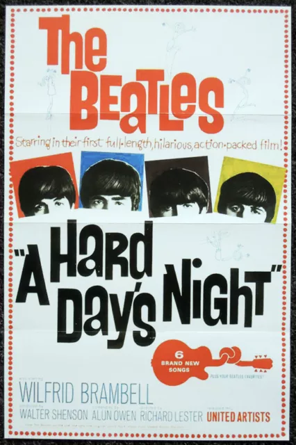 The Beatles Repro 1964 A Hard Days Night Usa Film Movie Poster