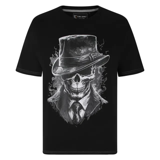 KAM Gentleman Skull T-shirt Graphic Short Sleeve Crew Neck Mens Plus Size 5734