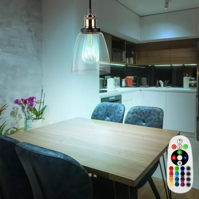 Lampe Suspendue LED Ess Chambre RGB Télécommande Glas Couvrir Intensité Variable