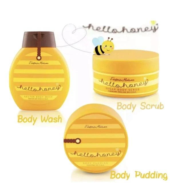 FM FEDERICO MAHORA Hello Honey Trio Gift Set Body Wash Scrub
