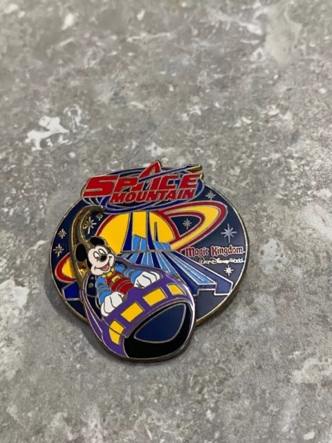 Disney Pin Badge Space Mountain Attraction Mickey Mouse In Space Rocket