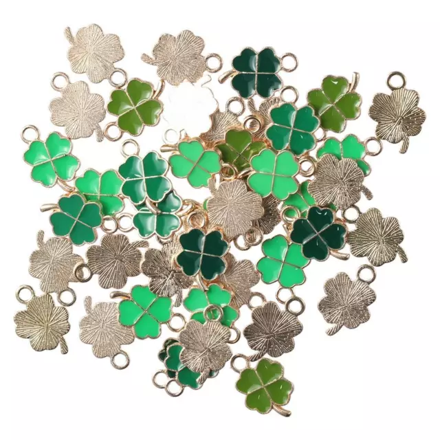 48pcs Alloy Four Leaf Clover Charm Pendants Shamrock Charms  for Jewelry Making