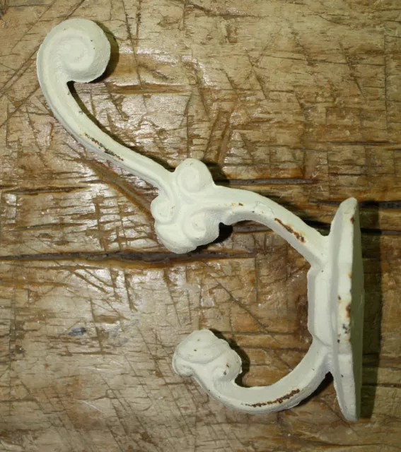8 Cast Iron White Victorian Style Coat Hooks Hat Hook Rack Hall Tree SCHOOL. 2