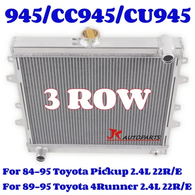 945 3-Row Aluminum Radiator for 1984-1995 Toyota 4 runner Pickup 2.4L 22R/RE MT