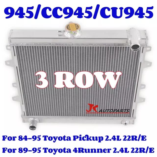 For 84-95 Toyota 4 runner Pickup 2.4L 22R/RE 2WD 3 Row Aluminum Radiator Cooling