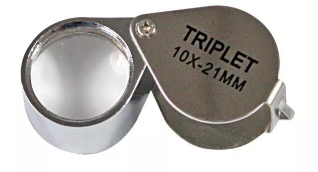 Einschlaglupe Triplet 10 fache Vergrößerung Linse 21 mm Metall LINDNER 2092