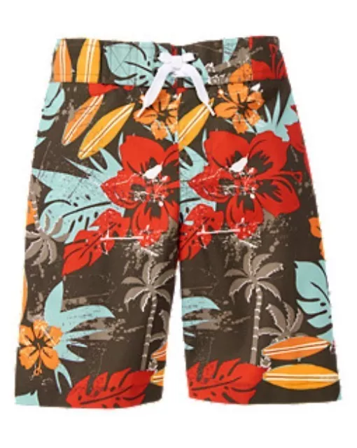 NWT Gymboree Tropical Hibiscus Swim Trunks Palm Tree Surf Board Shorts Boys 6