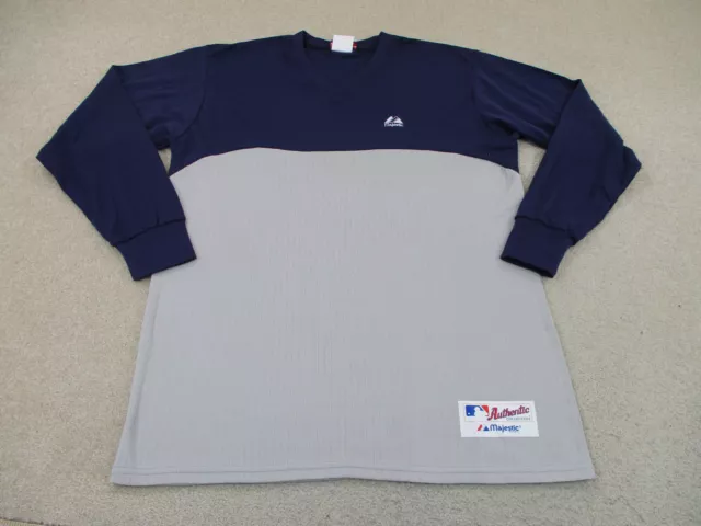 New York Yankees Shirt Adult Large Gray Baseball Long Sleeve Majestic Mens  A21 *