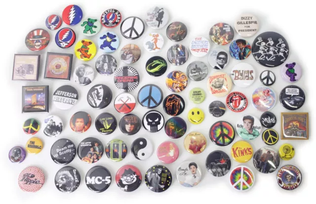1960's Music Band Buttons Pins Badges 80+ DESIGNS Mix & Match Gifts