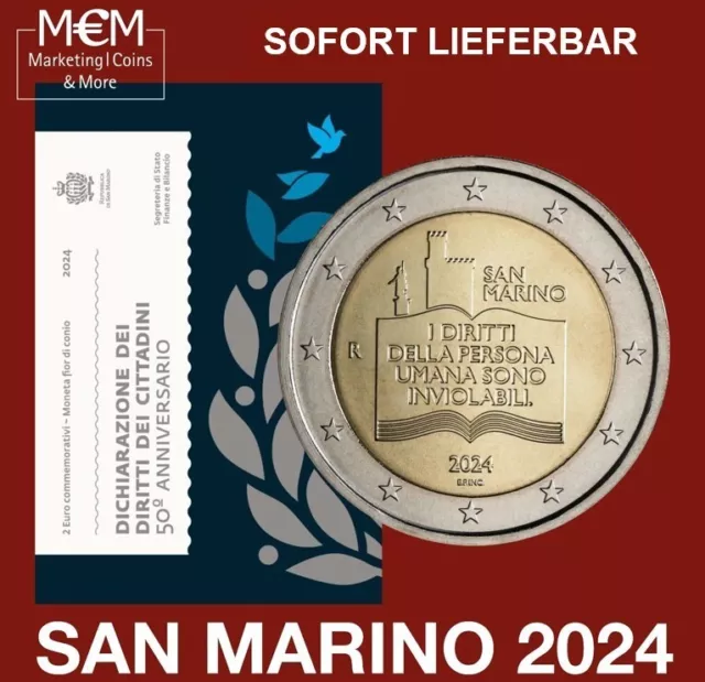 ### 2 Euro San Marino 2024 50 Jahrestag Der Erklärung Der Bürgerrechte ###