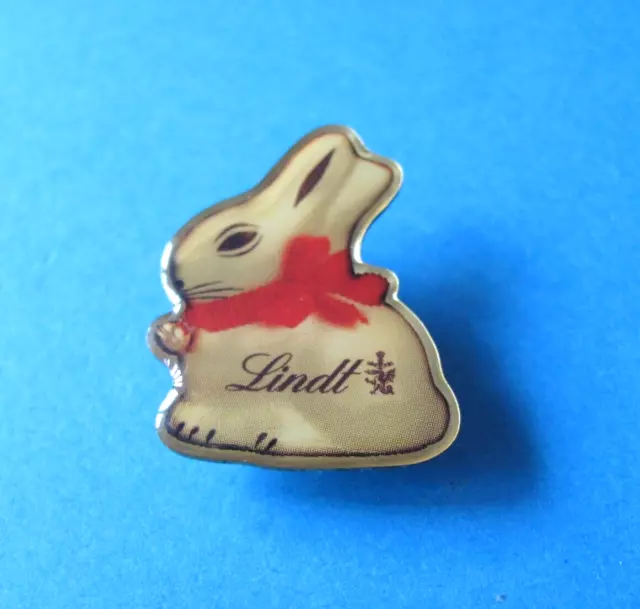 LINDT Chocolate Easter Bunny pin badge. Confectionery advertising.