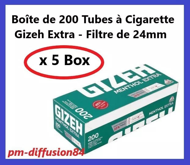 1000 TUBES À Cigarettes avec Filtres 24 mm. GIZEH EXTRA Longue Menthol -  84mm EUR 26,95 - PicClick FR