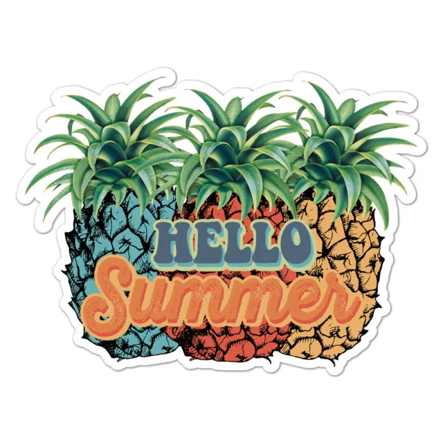 Hello Summer Pineapples, Vinyl Decal Sticker, Indoor Outdoor, 3 Sizes, #8720