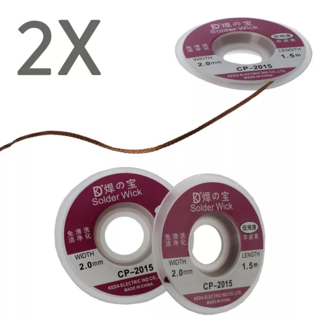 2x 1,5 m 2 mm trenza desoldadora removedor aspirador flujo mecha cable GL516