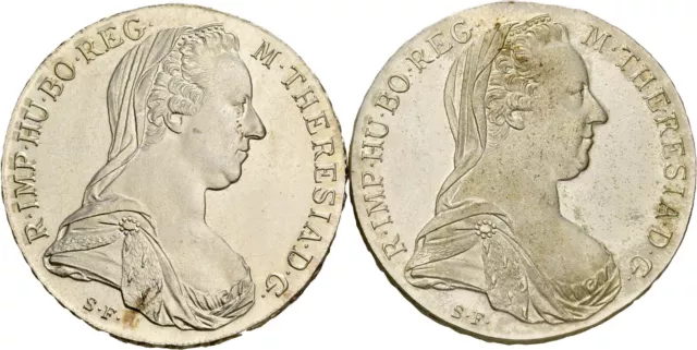 Künker: RDR, Maria Theresia, 2 x 1 Taler 1780 S.F., Silber, moderne Prägung, Top