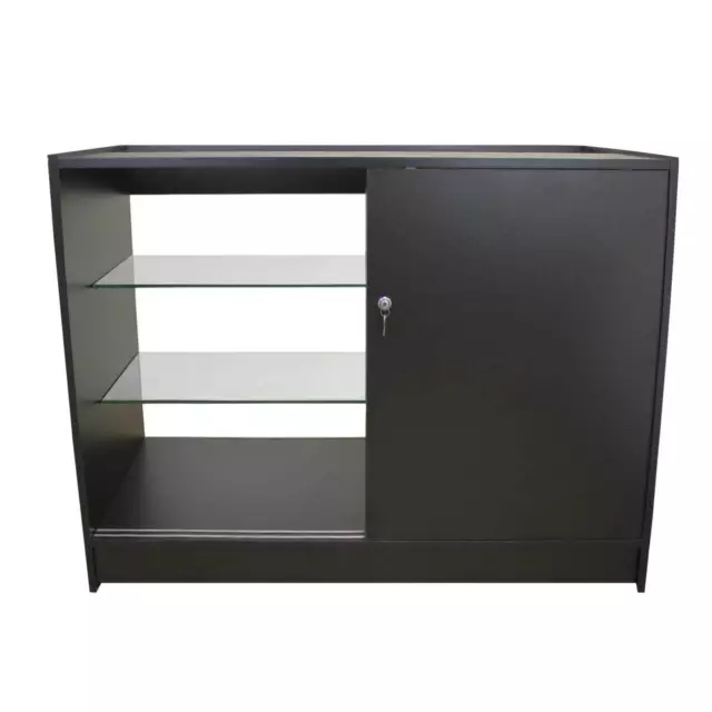 Vitrine Comptoir Verrouillable Noir en MDF 60 x 120 x 90cm