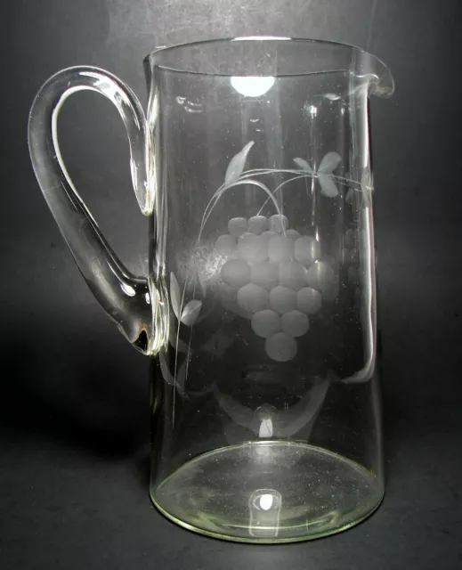 Antique Glass Water Pitcher with Grape Cuttings